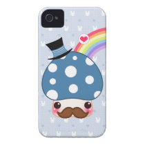 Kawaii blue mushroom with moustache and rainbow casemate cases