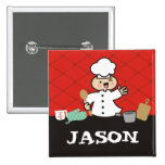 Kawaii boy chef kids cooking name tag badge pins