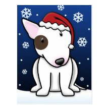 Kawaii Bull Terrier Christmas Postcard
