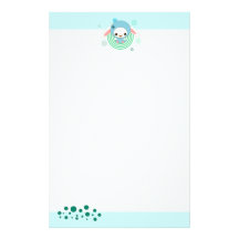 kawaii bunny blue customized stationery