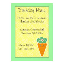 Kawaii Carrot Birthday Party Invitations