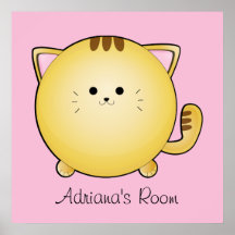 Kawaii Cartoon Cat Room Poster