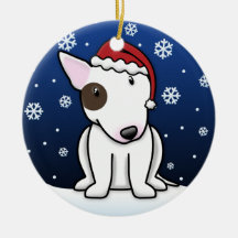 Kawaii Cartoon White Bull Terrier Christmas Christmas Ornaments