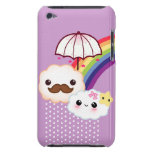 Kawaii cloud couple with rainbow and umbrella barely there iPod case