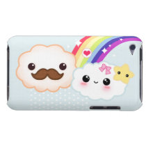 Kawaii clouds with rainbow and stars on blue casemate cases