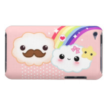 Kawaii clouds with rainbow and stars on pink casemate cases