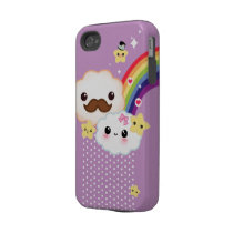 Kawaii clouds with rainbow and stars on purple casemate cases