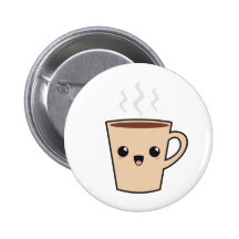 Kawaii Coffee Monster Pinback Buttons