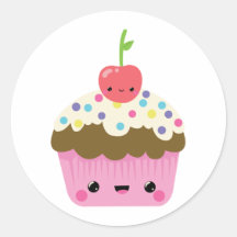Kawaii Cupcake with Cherry on Top Stickers