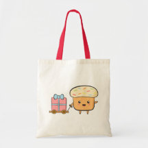 kawaii cupcake with rainbow sprinkles tote bags
