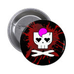 KAWAII DEATHROCK SKULL BLOOD SPLATTER PIN BUTTON