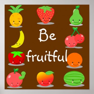 Kawaii Fruit Poster print