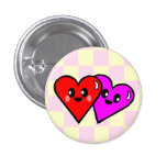 KAWAII HEARTS LOVE VALENTINE'S CHEX PIN BUTTON