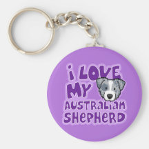Kawaii I Love My Blue Australian Shepherd Keychain