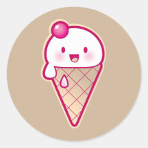 Kawaii Ice Cream Round Stickers