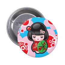 Kawaii Japanese Doll Button