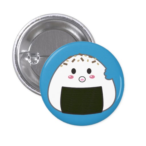 Kawaii "Onigiri" Rice Ball with Bitemark Pinback Buttons