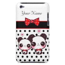 Kawaii pandas with red bow on polka dots casemate cases