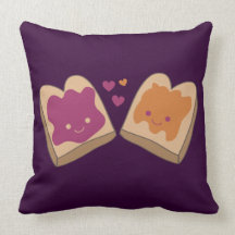 Kawaii Peanut Butter and Jelly Throw Pillow