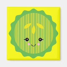 kawaii pickle slice refrigerator magnet