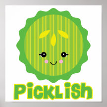 kawaii picklish pickle slice posters