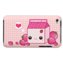 Kawaii pink milk carton with cute strawberries casemate cases
