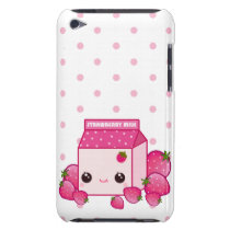 Kawaii pink milk carton with cute strawberries casemate cases