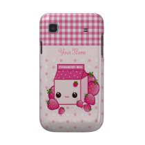 Kawaii pink milk carton with strawberries casemate cases