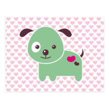 Kawaii puppy post card