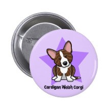 Kawaii Star Brindle Cardigan Welsh Corgi Pinback Button