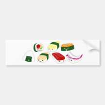 Kawaii Sushi with faces Bumper Stickers