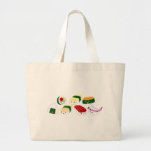 Kawaii Sushi with faces Tote Bags