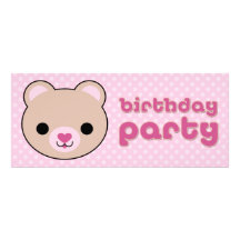 Kawaii Teddy Bear Cute Birthday Party Invitations
