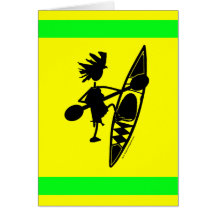 Kayak Canoe Joyful Silhouette Greeting Cards