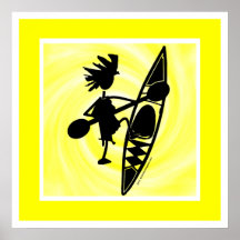 Kayak Canoe Joyful Silhouette Poster