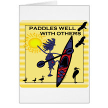 Kayak Paddles Well on Yellow Greeting Card