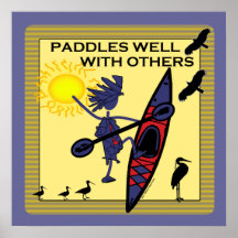 Kayak Paddles Well on Yellow Posters