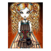 "Kayla" Steampunk Fairy Close Up Postcard