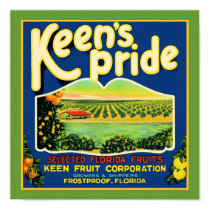 Keen's Pride  Frostproof Florida Label posters