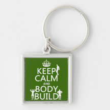 Keep Calm and Body Build (customise background) Key Chain