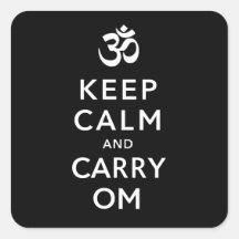 Keep Calm and Carry Om Motivational Team Square Stickers