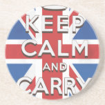 Keep Calm and Carry On British Flag Beverage Coaster