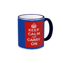 Keep Calm and Carry On British Poster on T shirts Mug