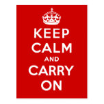 Keep Calm and Carry On British Poster on T shirts Postcard