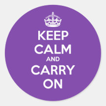 Keep Calm and Carry On Circle Sticker - Purple