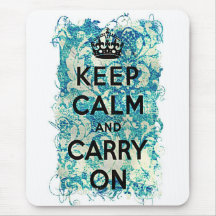 Keep Calm and Carry On Grunge Wallpaper Damask Mousepad