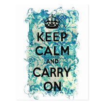 Keep Calm and Carry On Grunge Wallpaper Damask Post Card