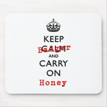 Keep Calm and Carry On Honey Badger Mouse Mat