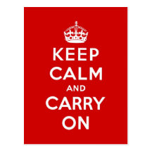 keep calm and carry on Original Post Cards