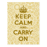 Keep Calm And Carry On Post Card